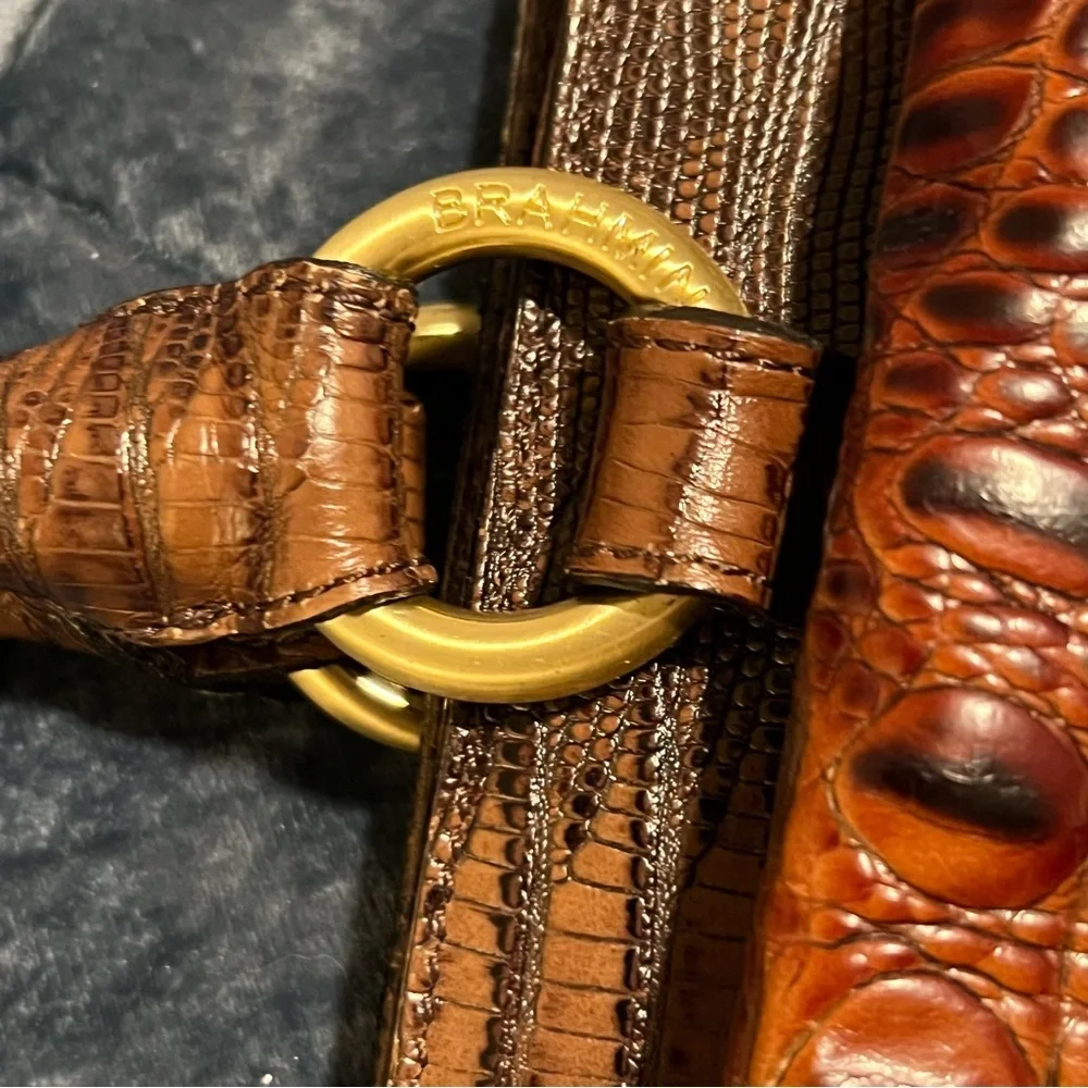 Brahmin Elegant Brown Crocodile-Embossed Handbag